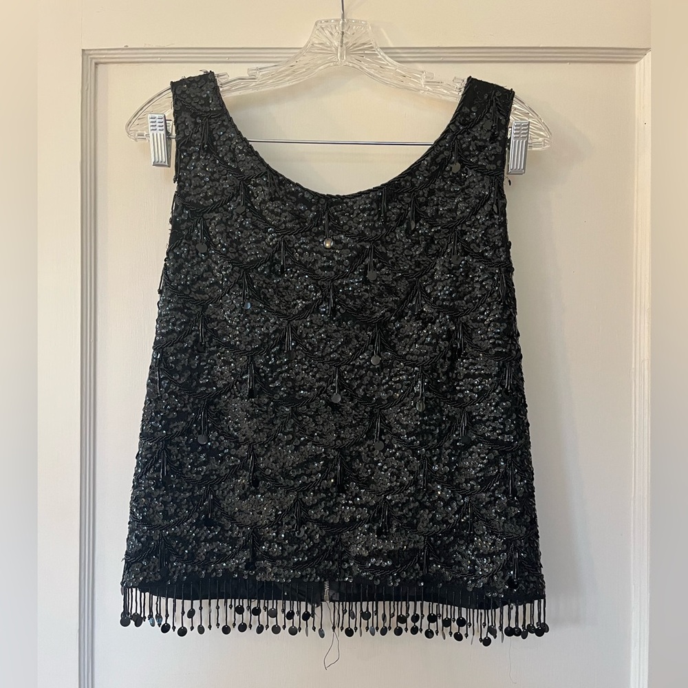 Hand beaded formal black top